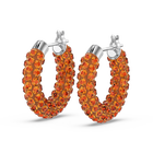 Tigris hoop earrings, Orange, Rhodium plated